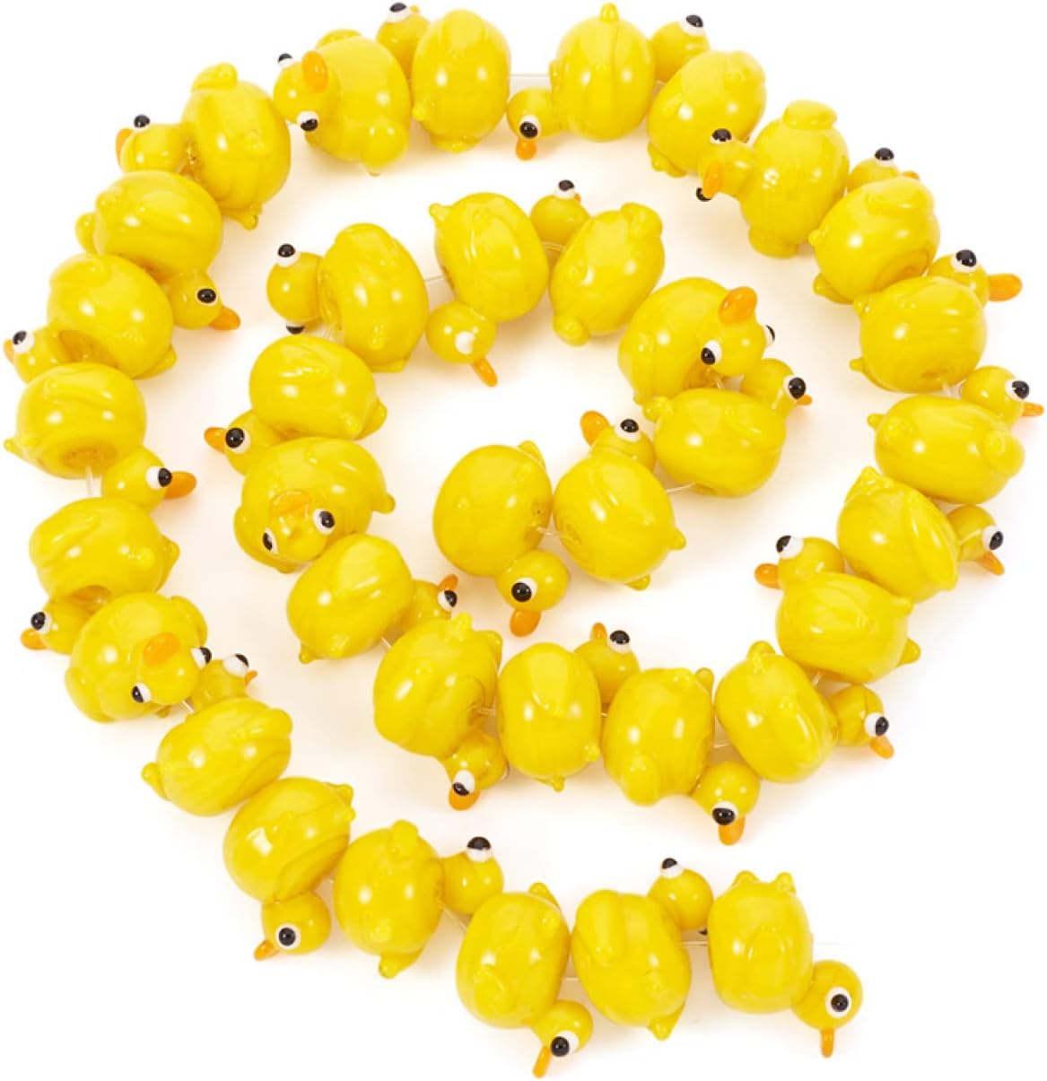 KISSITTY1 Strand Duck Handmade Lampwork Beads Gold Color Loose Spacer Beads Center Drilled Jewelry Beads 16-17x13-15mm for DIY Jewelry Making with Hole 1.2-1.5mm