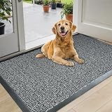 LENAK Door Mats - Entrance Mat Barrier Hallway Runner Kitchen Rug, Non-Slip Dirt Trapper Rubber Back Washable Floor Mat, Dust Grabbing Indoor Outdoor Doormats (Grey, 80x140cm) - Image 2