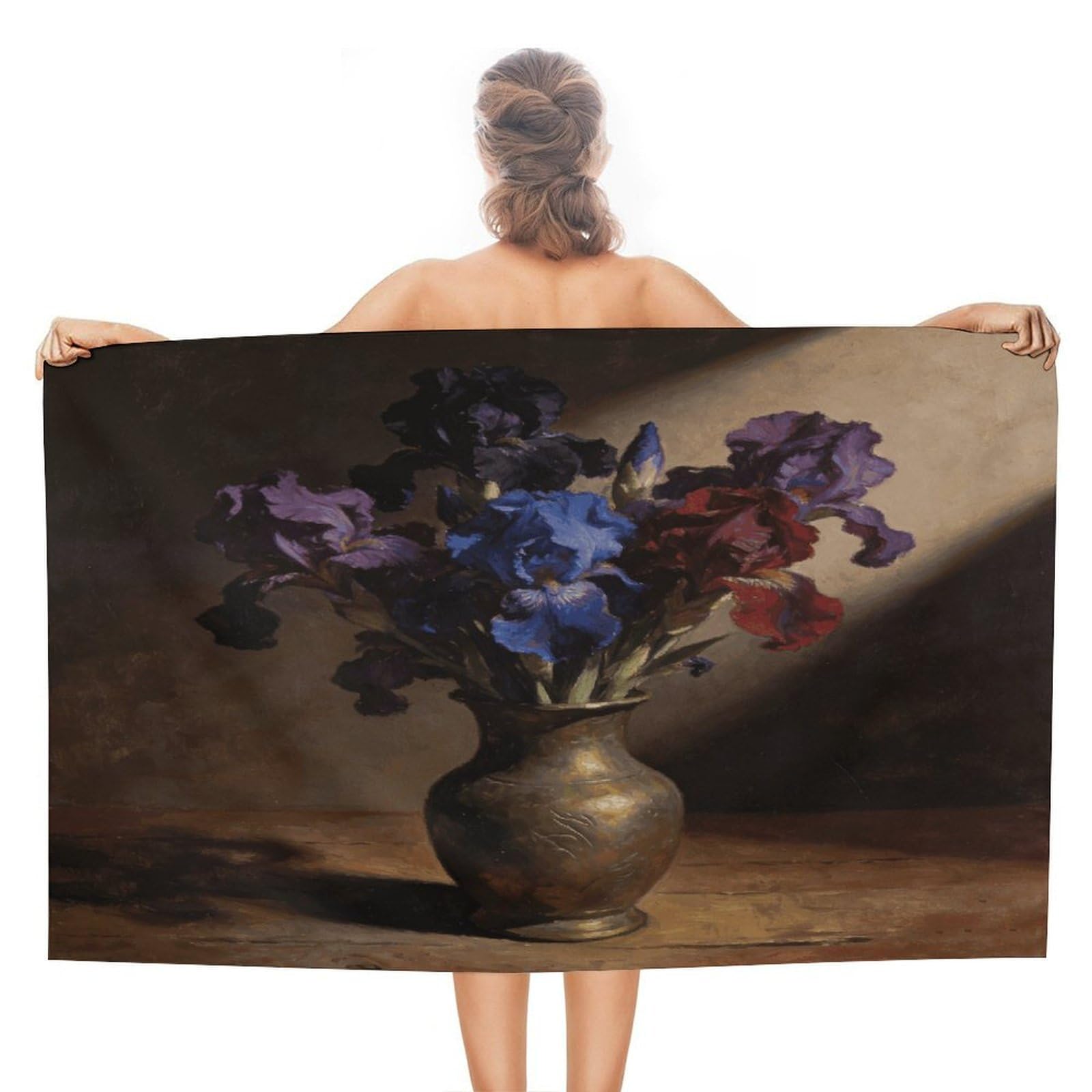 VstaDank Whispers of Iris Bath Towel Stylish Double-Faced Pile Travel Towel Soft Absorbent Beach Towel for Pool Swim Sports Camping Adults Gift 51X31 Inch