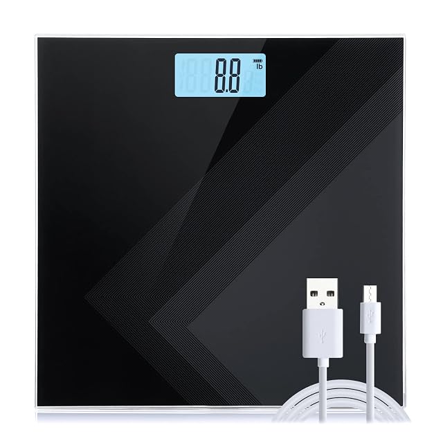 Uten Digital Weight Scale USB Charging Bathroom Weight Scale Three-Color LCD Back Light Display Slim Design 400Ibs 180kg