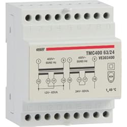 VEMER VE303400 Transformador TMC 63/24 de Barra DIN para Servicio Continuo 400 V/12-24 V, Blanco