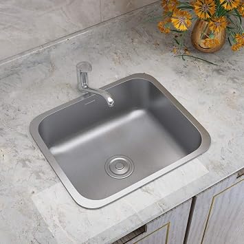 XEMQENER Stainless Steel Kitchen Sink Single Bowl Small Sinks with Silencer Pad for Kitchen Bar Small Restaurant with The downpipe Kit
