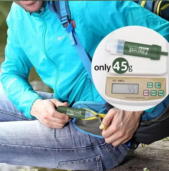 Portable Water Filter Straw,Personal Water Filter Straw, 0.01 Micron Ultrafiltration, Outdoor Water Purifier, Lightweight Outdoor Camping Emergency Survival Kit for Hiking and Travel, Outdoor Life