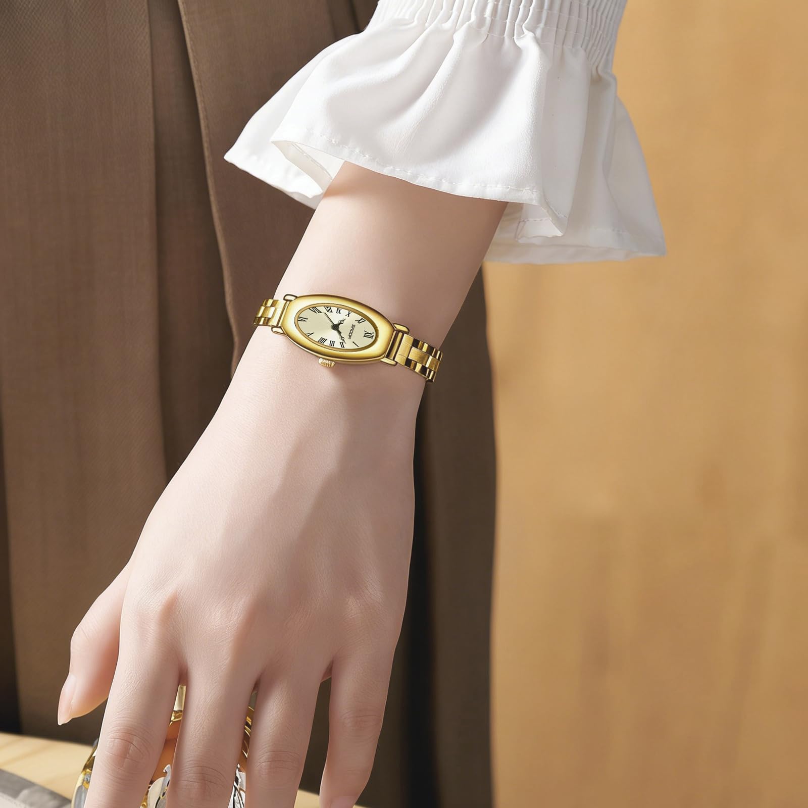 findtime Reloj de pulsera para mujer, dorado y plateado, pequeño, delicado, dorado, para mujer