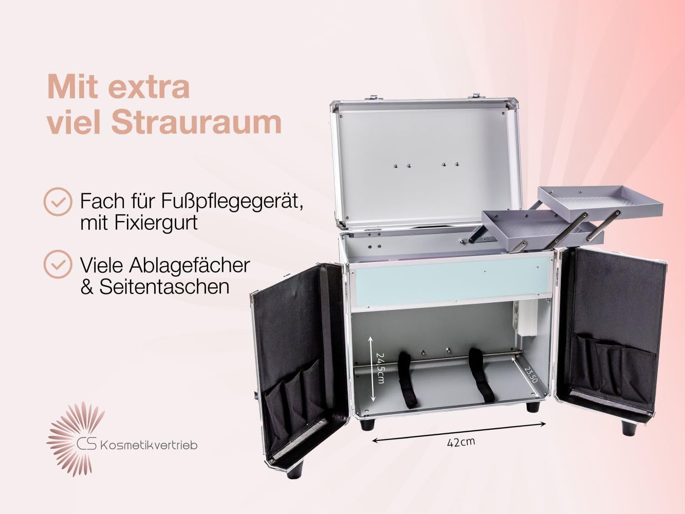 PodoMobile MIDI Fußpflegekoffer mit Trolley und 2 Steckdosen - Blau