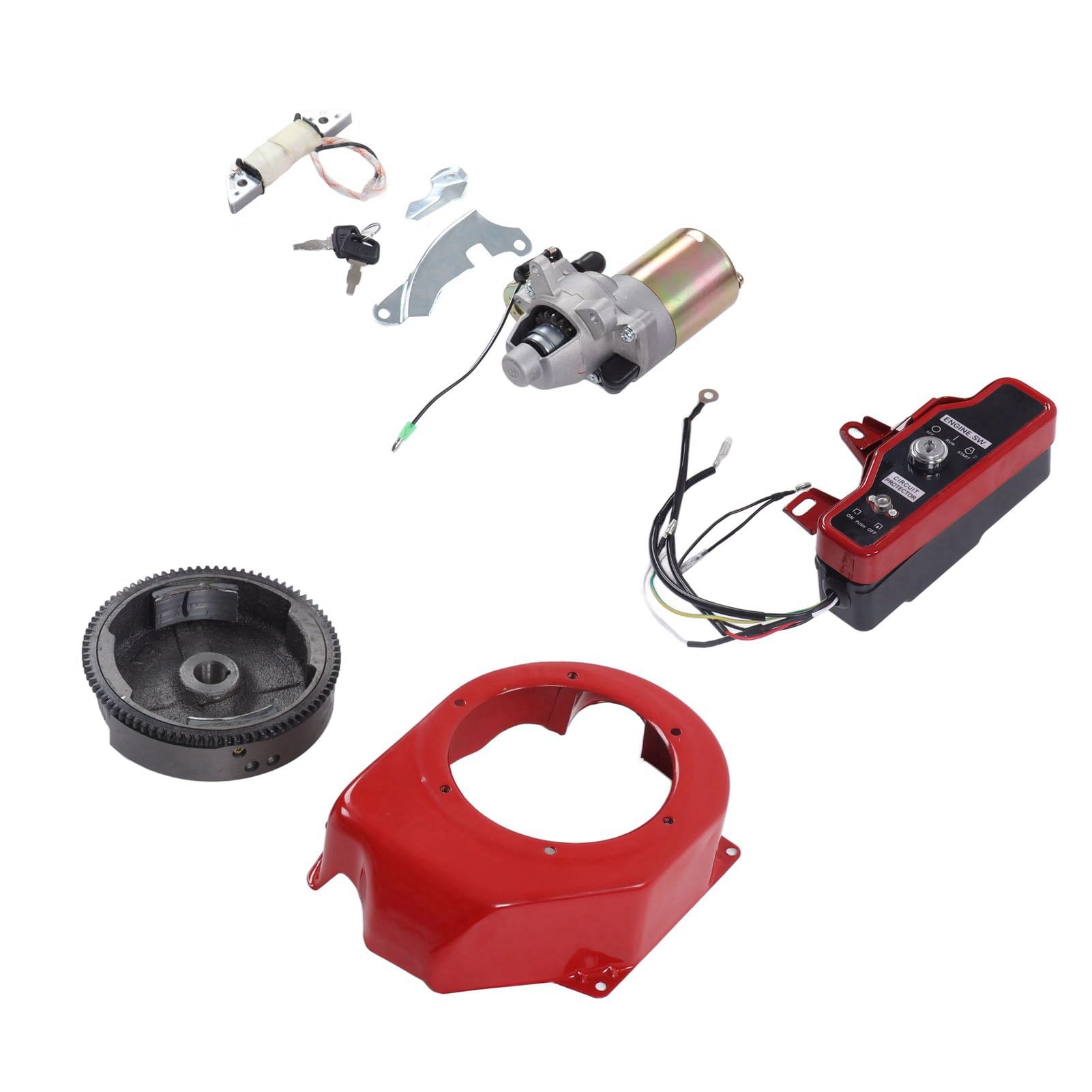 Kit de Arranque Eléctrico Resistente para Generadores de Gasolina 168F 170F, Incluye Volante y Motor, Fácil de Instalar y Duradero