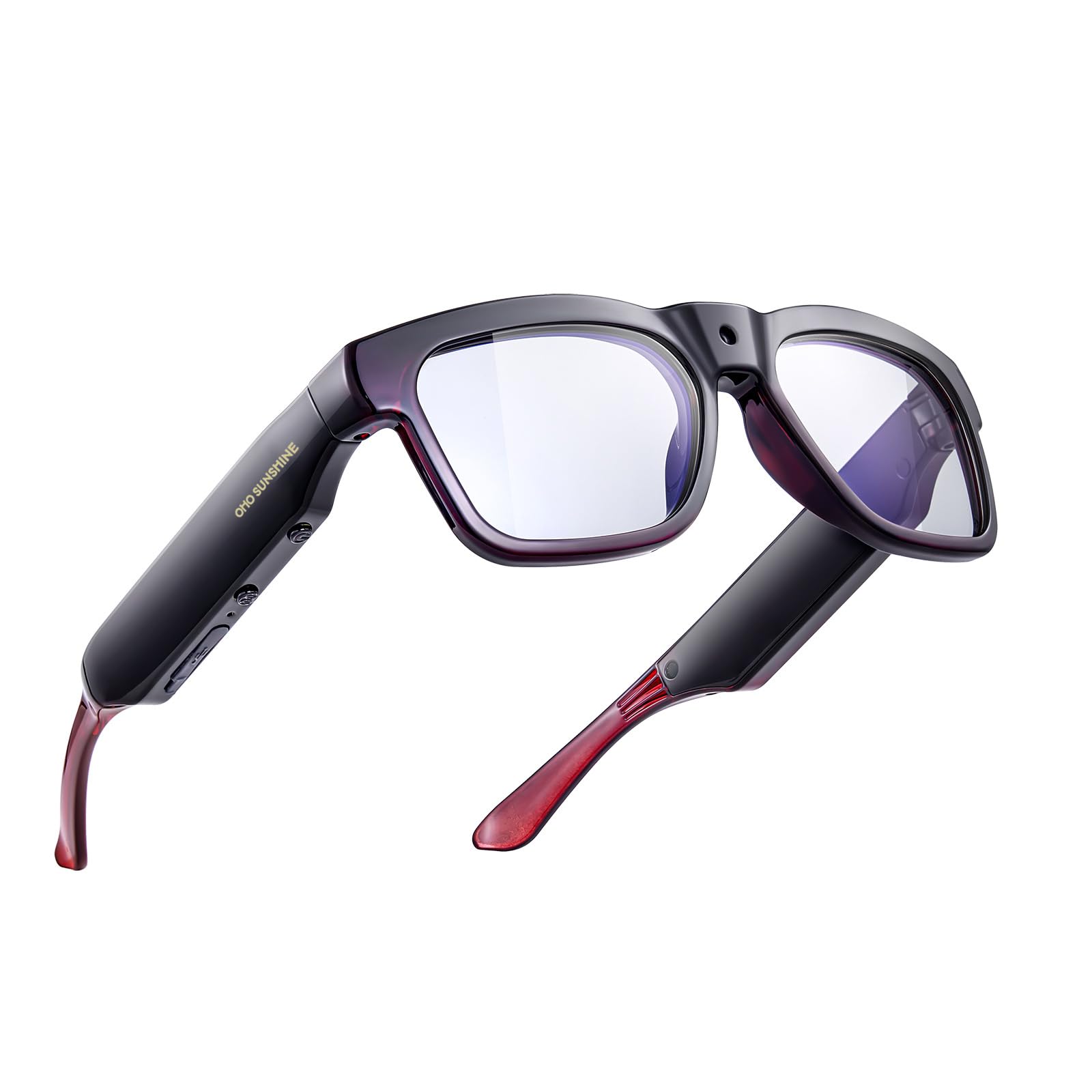 smart bluetooth glasses with 4k camera recording and real-time translation memory, uv protection lens for outdoor & indoor
