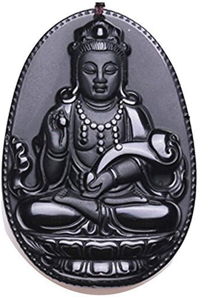 c1lint7785631100% Pure Natural Obsidian Pendant Necklace Obsidian Crystal Pendant Necklace Pattern with Bead Chain for