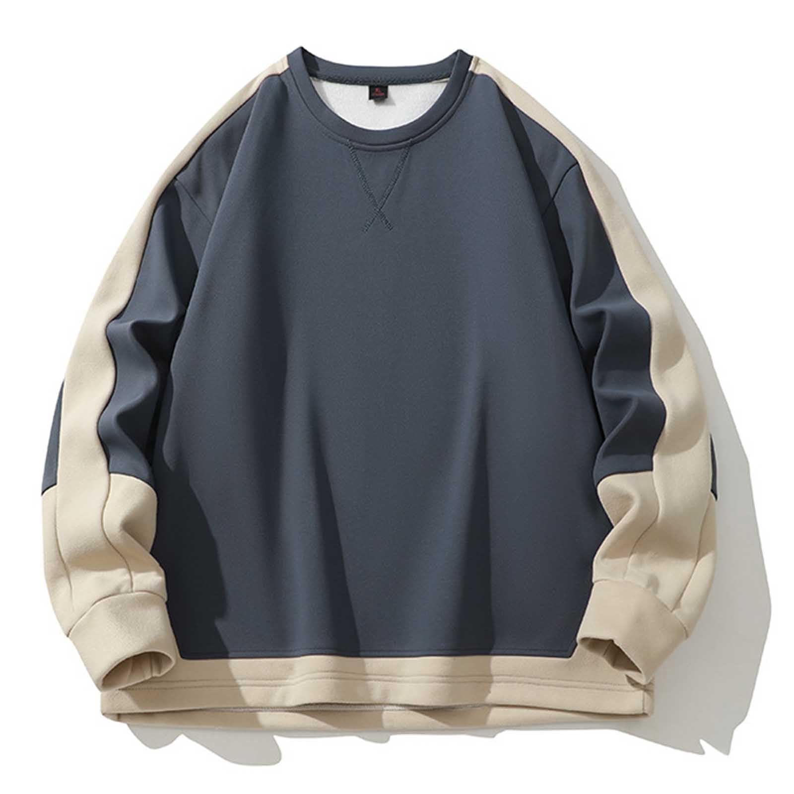Surenow Mens Patchwork Crewneck Sweatshirt