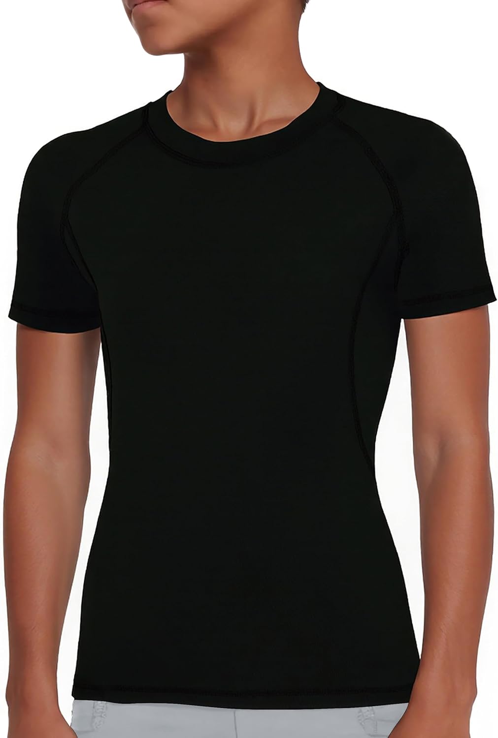 Youth Boys Compression Shirt Short Sleeve Kids Quick Dry Base Layer Undershirt Basketball Athletic T-Shirt - Image 2