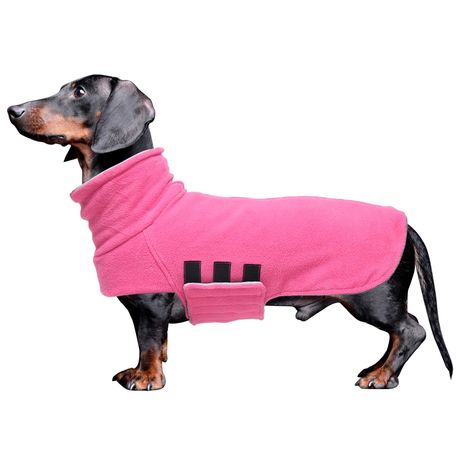 Geyecete Dachshund Coat,Dachshund Winter Coat,dachshund jumper Miniature dachshund fleece Warm Windproof,sausage High Neckine String Holes-Pink-M