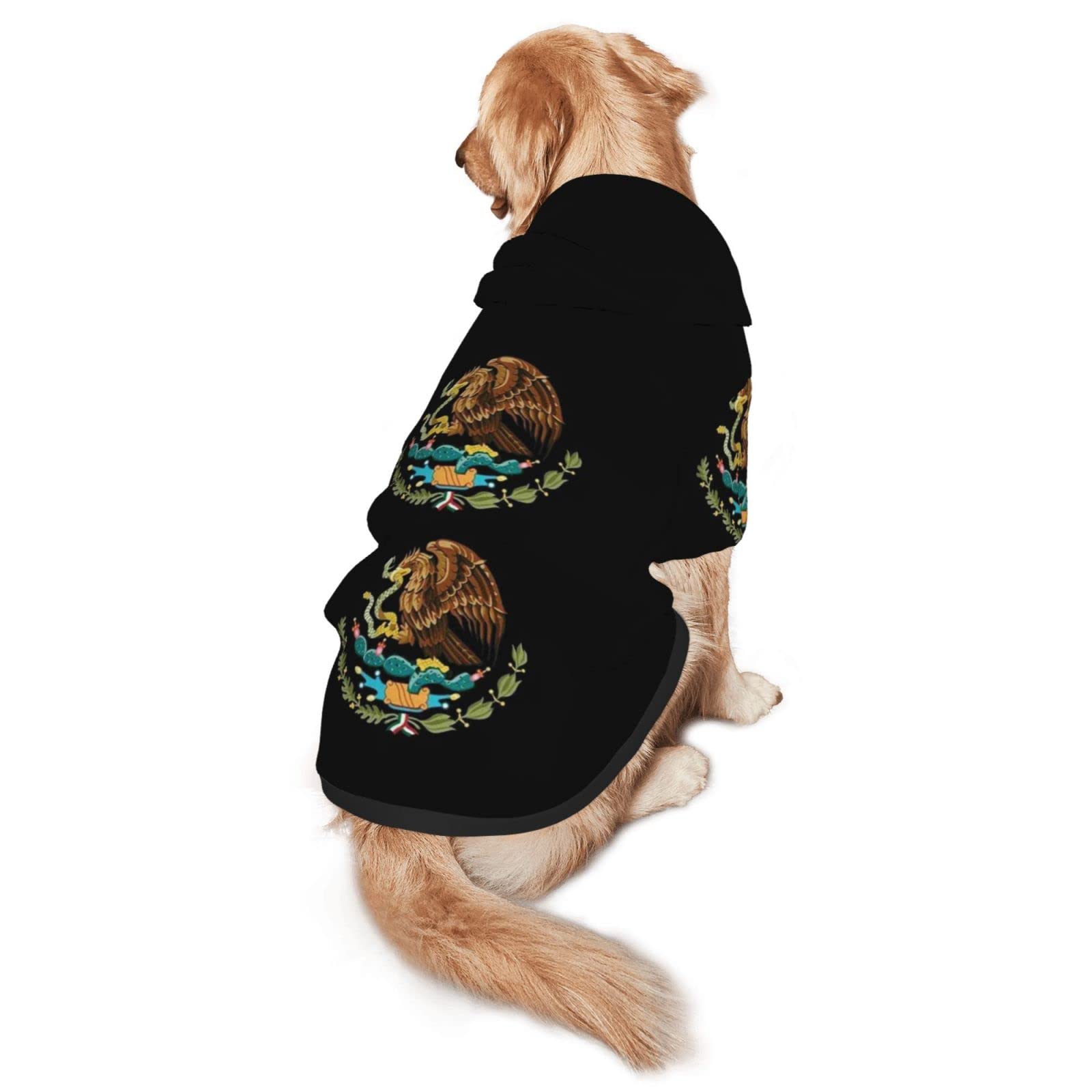 Mexico Logo Dog Hoodie Sweaters with Pocket Hooded Clothes Apparel Costume for Medium Large Dogs
