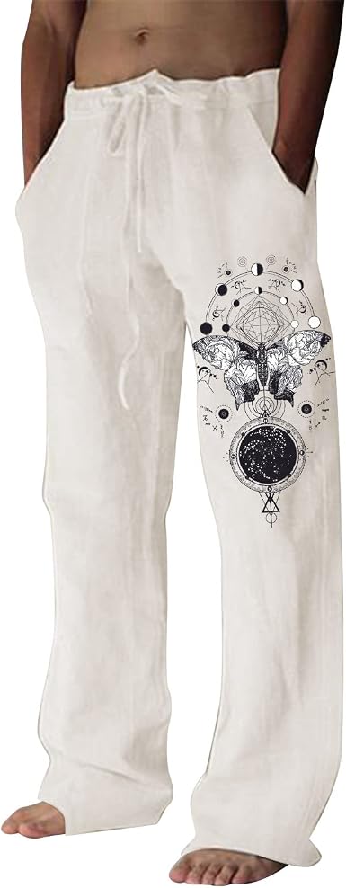 Tall,Mens Linen Casual Pants Waist 