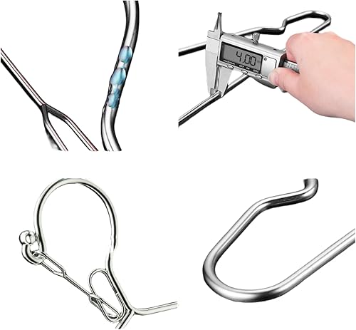 Miniatura 5 de Trrcylp Paquete de 10 perchas de alambre con capacidad de carga de 25 libras T  0.157 in, acero inoxidable, delgadas, resistentes, resistentes al