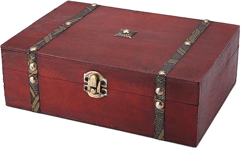Pssopp Vintage Wooden Jewelry Storage Box, MoistureProof Wooden Box for Jewelry, Stationery and More, for Bedroom and Living Room Decor