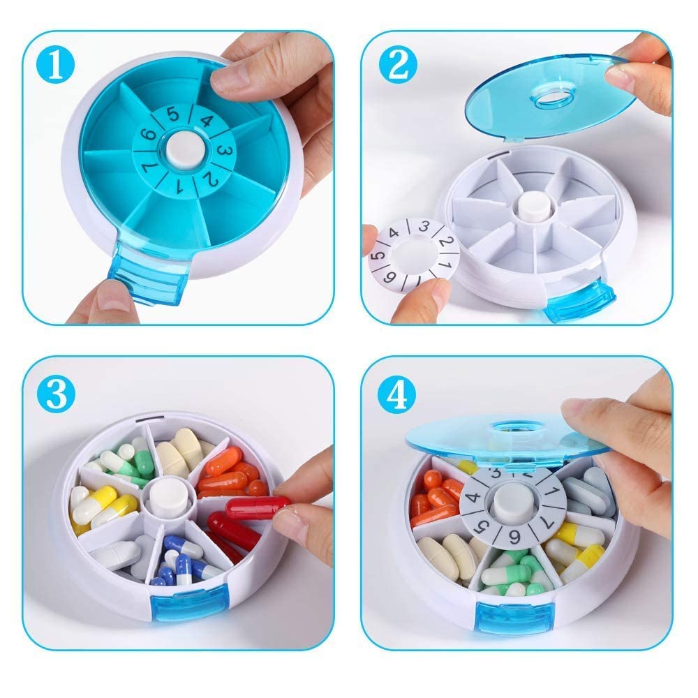 Pastillero semanal - Pastillero Diario semanal para el hogar y los Viajes - Pastilleros de 7 días para almacenar Pastillas, vitaminas y Otros artículos pequeños