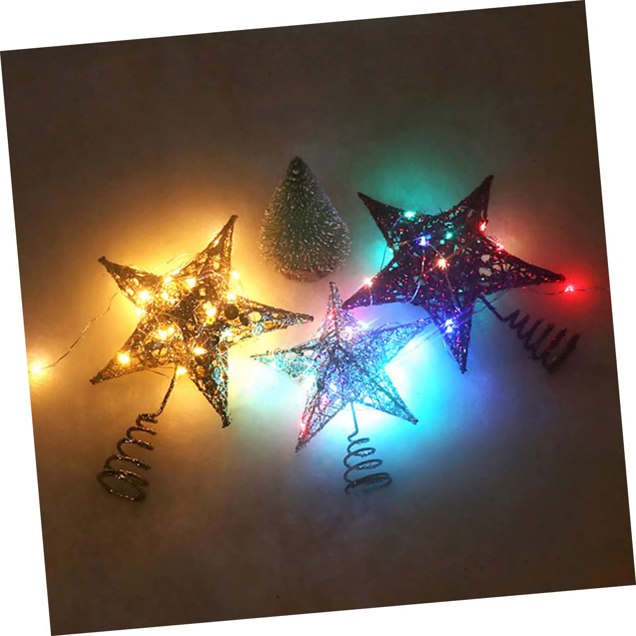 Cabilock 4 Juegos Estrella Superior del Árbol De Navidad Topper De Árbol Estrella De Oro Adornos Topper De Estrella De Árbol De Navidad Dorado Copa del Árbol Golden Planchar 2 Piezas * 4