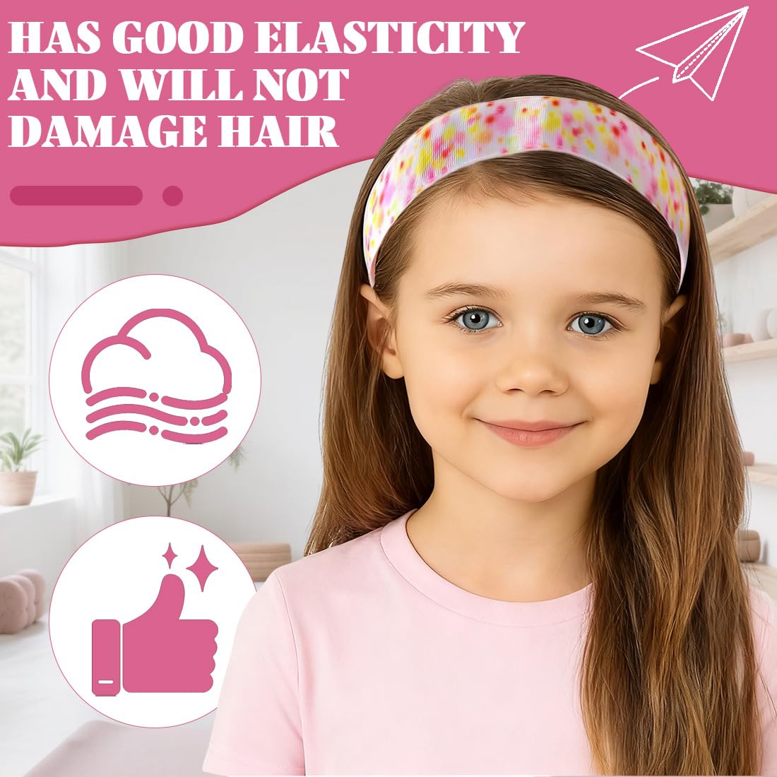 4 Pezzi Fasce per Capelli Bambina Bambini Fascia Fasce Elastiche per Decorazione Capelli Bambina Bimba,Fascia per Capelli per Ragazza, Elastiche Tie Dye Fasce Capelli,Accessori per Capelli