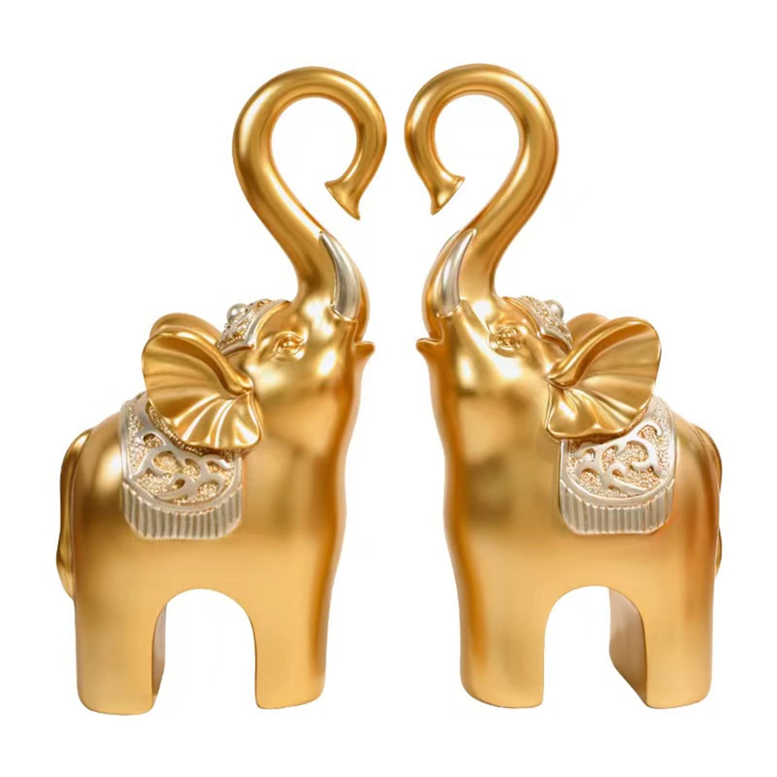 CECKQUE Elephant Statue Gifts for Women, Gold Elephant Decor for Shelf Coffee Table Modern Home Decor Accents, Elephant Figurines Ornament Home Decorations for Living Room
