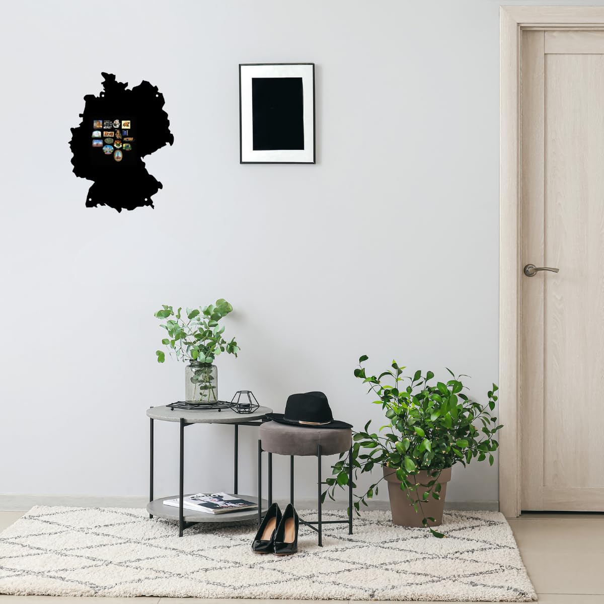 Magnettafel Deutschlandkarte - Magnetische Pinnwand 50x100 cm - aus Stahl - magnetisches Whiteboard - beschreibbare Tafel - inkl. Montageset - Schwarz