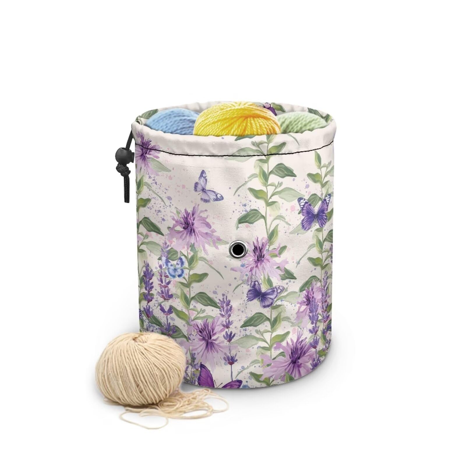 Vanideaoty Flower Yarn Bag Convenient Crochet Bag Organizer Floral Store Skein Ball Knitting Accessories for Travel, Beginner & Crocheter