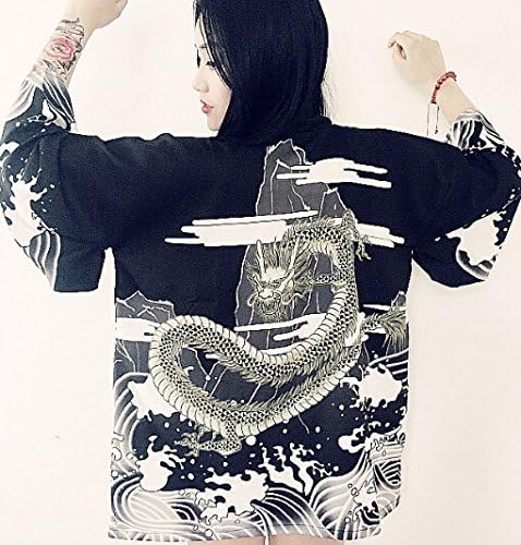 Vista 3 de ZooBoo Cárdigan tipo kimono japonés para mujer cárdigan Harajuku bata de baño abrigo de punto