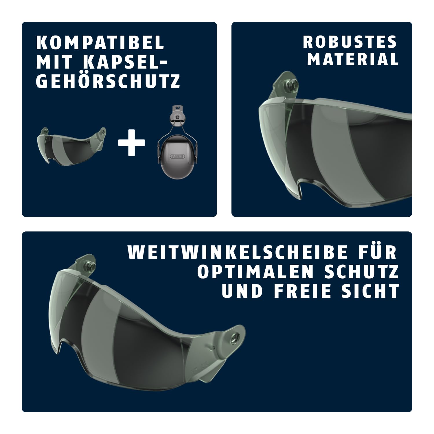 ABUS Halbvisier getönt für den Schutzhelm Spector und Spector-E - Kratzfest und beschlagfrei - geeignet bei hohen Temperaturen - EN 166 und EN 172 - für Brillenträger geeignet - getönt