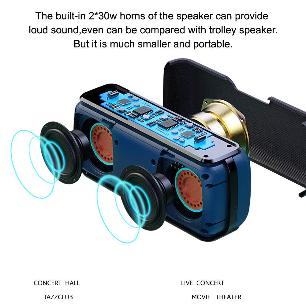 Altoparlante bluetooth portatile 60W con subwoofer wireless IPX5 impermeabile TWS 15H tempo di riproduzione assistente vocale super bass-_Red