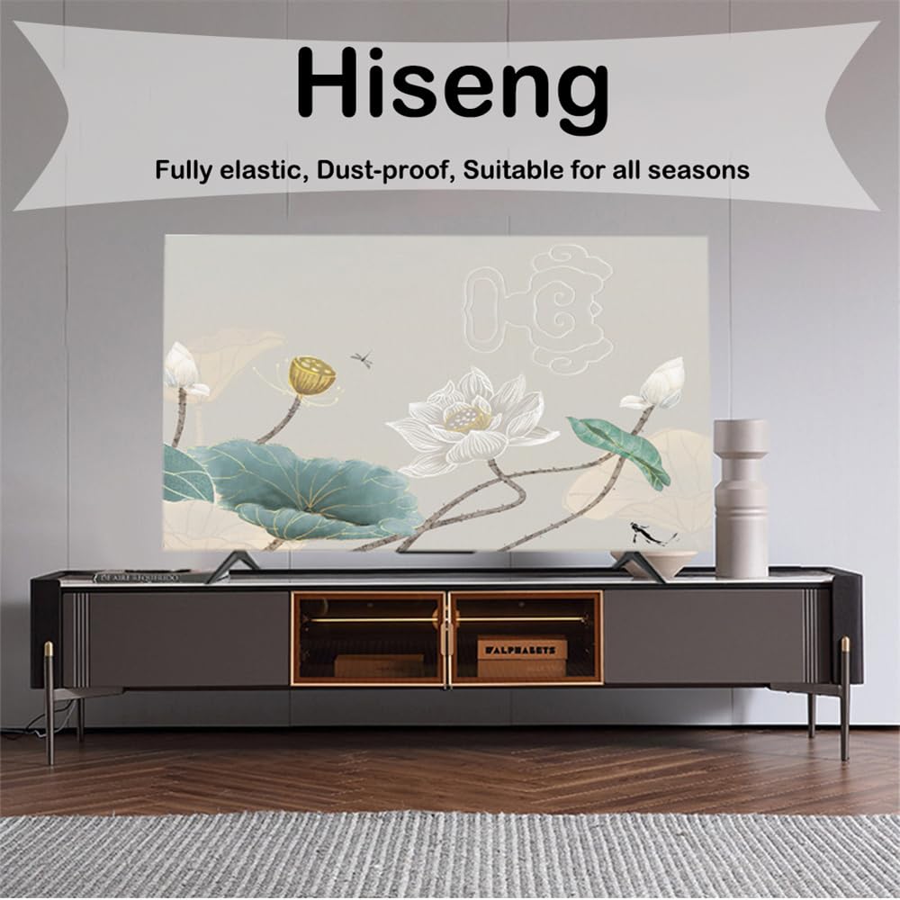 Hiseng Couverture TV Anti-poussière, Housse de Protection de L'écran de Télévision, Chambre À Coucher Intérieure Décoration du Salon Couverture de Poussière (24",Nuage)