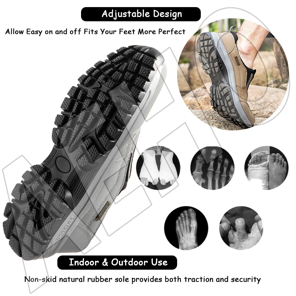 AEHO Chaussures En Cuir Chaussures De Randonnée à Enfiler Pour Homme