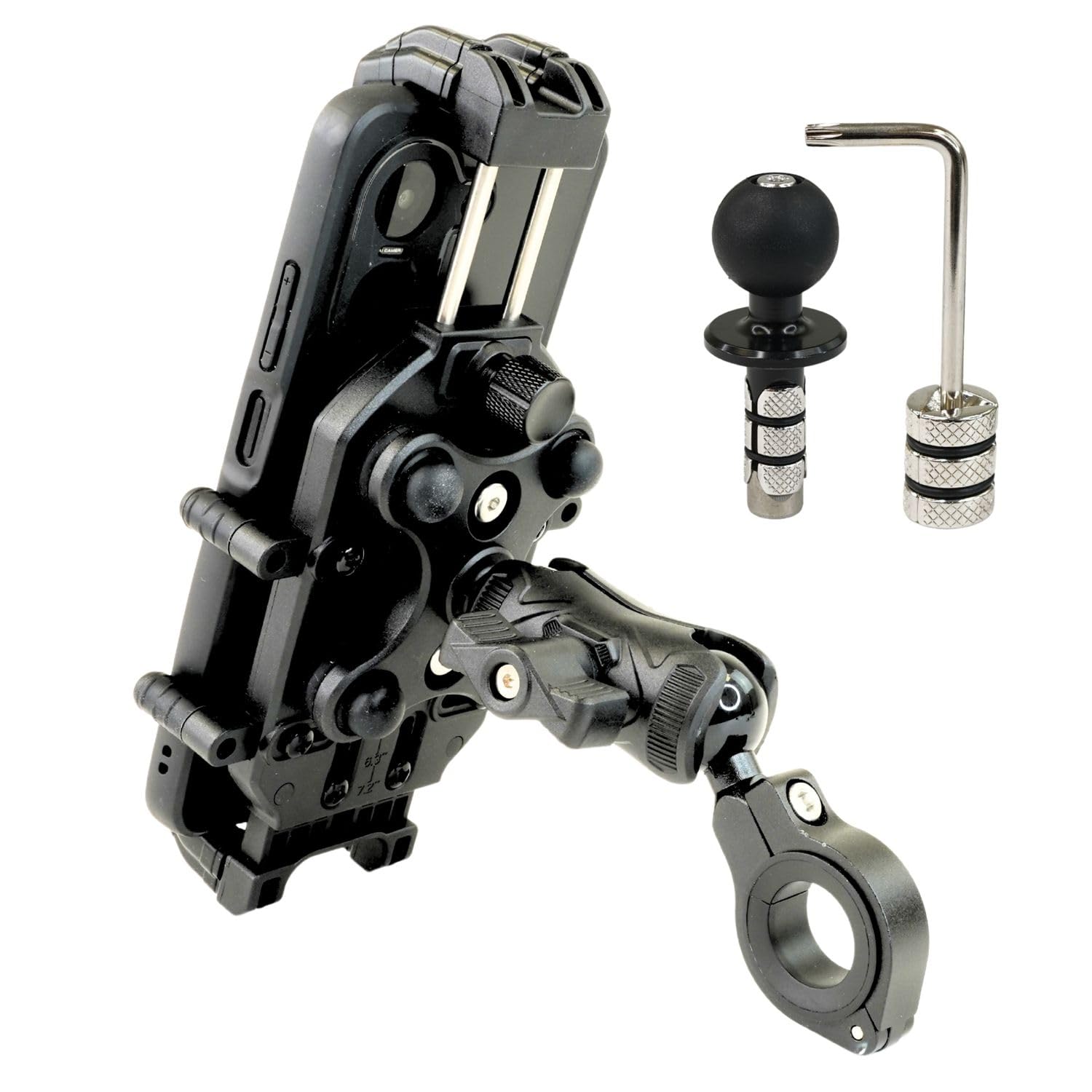 Soporte Móvil Moto Antivibración – Soporte Teléfono para Manillar o Tubo de Dirección – Universal 5,4”-7,2” Compatible con iPhone y Android.