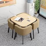 ♥ Semplice e alla moda: il perfetto design della cornice angolare del set tavolo da pranzo quadrato rende la struttura complessiva del supporto stabile e solida, semplice ed elegante, resistente. La sedia è ispessita, con una forte capacità portante e un elevato fattore di sicurezza.