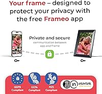 Vista 9 de Digital Picture Frame, Frameo WiFi 10.1 Inch 1280 * 800IPS Touch Screen Digital Photo Frame, 32GB Memory, Auto-Rotate, Share Videos Pictures