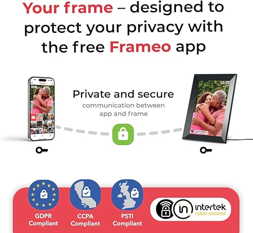 Miniatura 9 de Marco de fotos digital WiFi con aplicación FRAMEO, marco de fotos digital de pantalla táctil HD de 10.1 pulgadas, memoria integrada de 16 GB,
