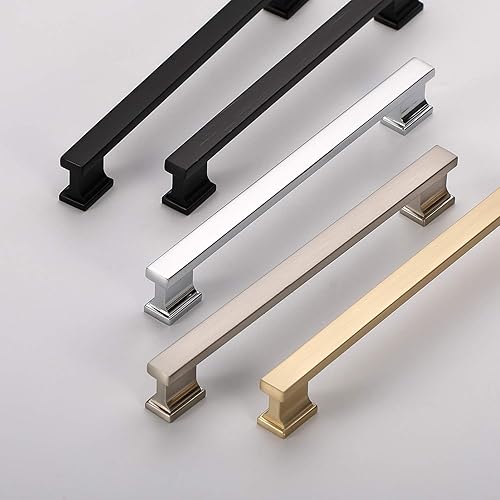 Miniatura 4 de Alzassbg Paquete de 10 tiradores de gabinete de latón cepillado, 7-12 pulgadas, manijas de gabinete centrales, accesorios de cocina para armarios y