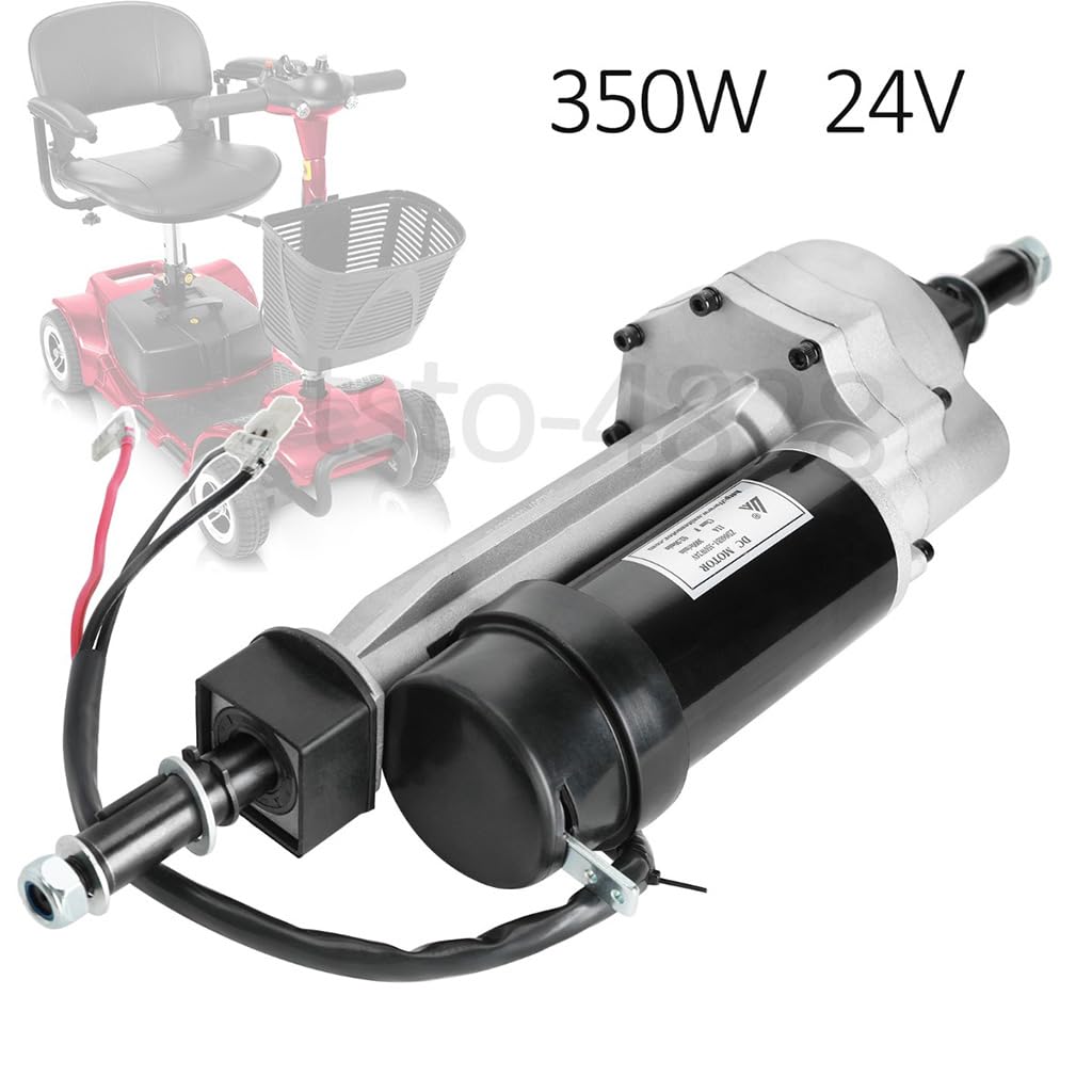 DC 24V 350 Brush Motor Transaxle 3650RPM Differential Axle Electromagnetic Brake Deceleration Motor for DIY Electric Go Kart Mobility Scooter Wheelchair Trolley Tricycle Lawn Mower