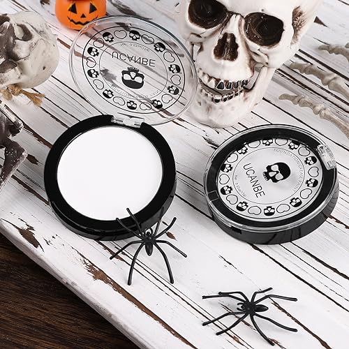 UCANBE Goth White Cream to Powder Foundation Makeup, Professional Clown White Face Body Paint with Matte Finish for Halloween, SFX Makeup, Cosplay, Costume, Stage, Mime & Film(0.52oz) - Thumbnail 7