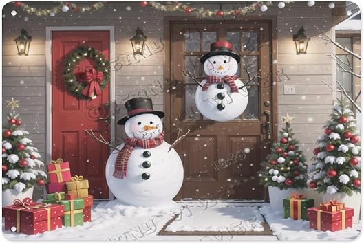 Creative Christmas Snowman Aluminum Metal Sign, 8 x 12 Inches, Perfect for Your Nursery, Bedroom, or Cafe with Unique Holiday Cheer and Vintage Style