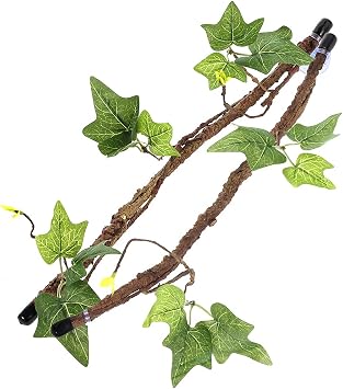 Climbing with Leaves Terrarium Plant Decoration with Suction Cup for Snake 2 Pieces Set