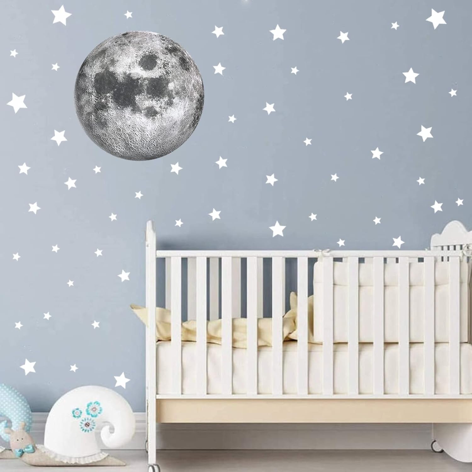 Moon and Stars Wall Stickers for Kids Vinyl Moon and Stars Wall Decals Peel and