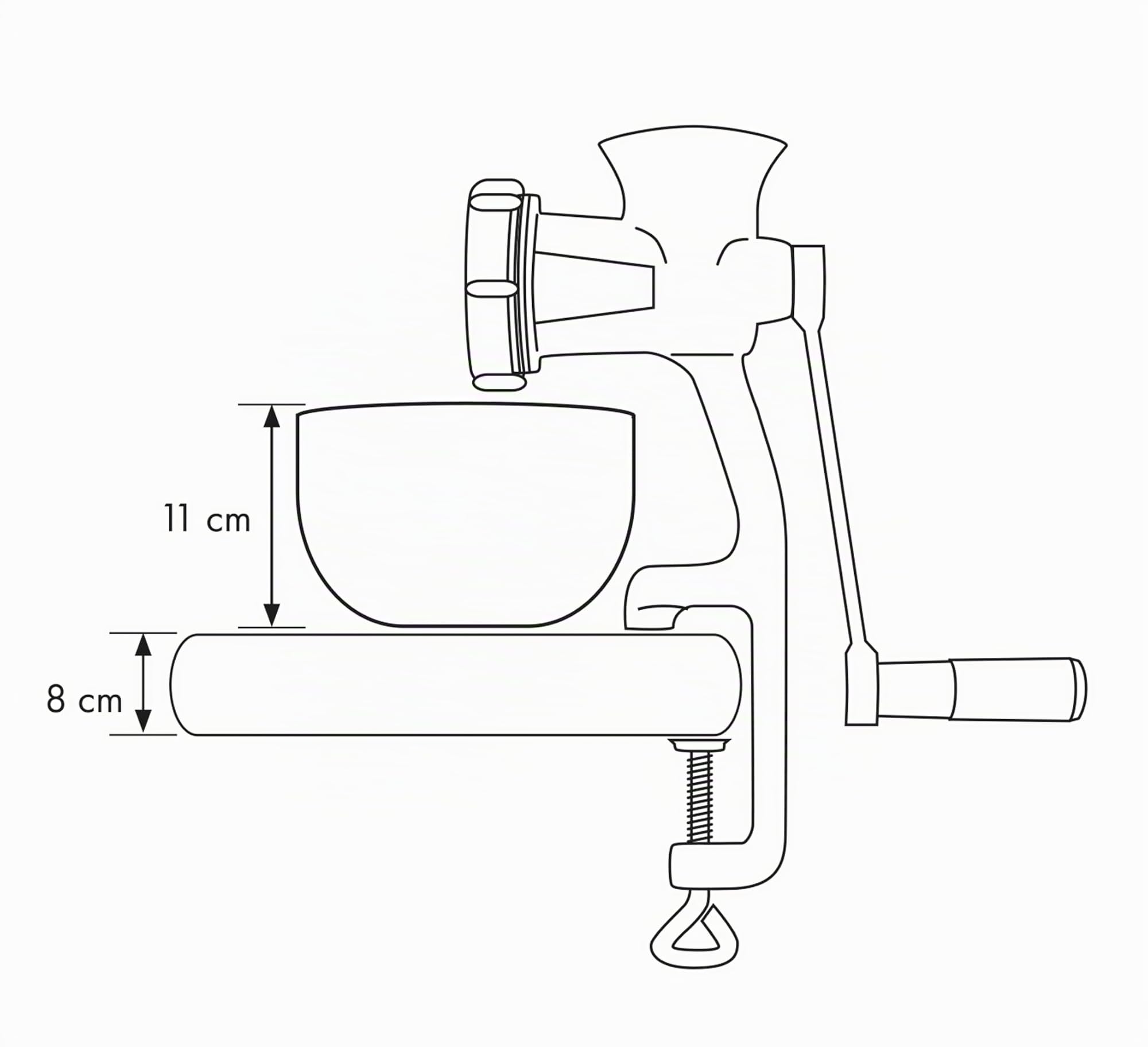 KÜCHENPROFI SOLIDO Fleischwolf manuell, Edelstahl, einteilig gegossen | 3 Lochscheiben (2/4, 5/6 mm), 3 Wurstaufsätze, Spritzgebäckvorsatz, Tischklemme bis 8 cm, spülmaschinenfest