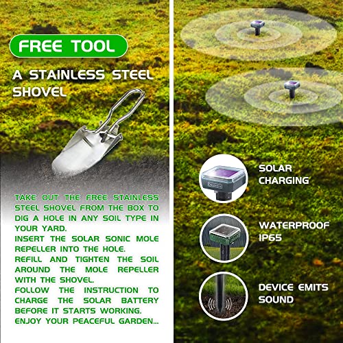 Lot De 2 Répulsifs Solaires Anti-taupes à Ultrasons Avec 3 Modes De Dissuasion - Convient Pour