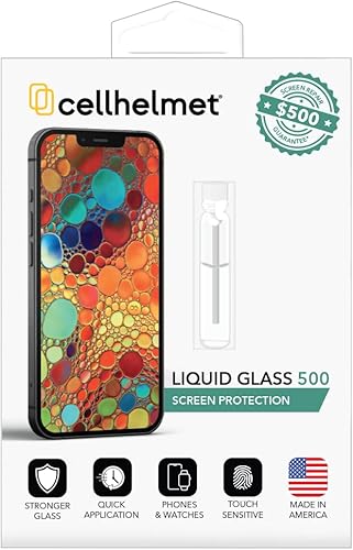 cellhelmet Protector de pantalla de vidrio líquido  Garantía de reparación de pantalla de $500  Universal para todos los iPhone, Apple Watch,