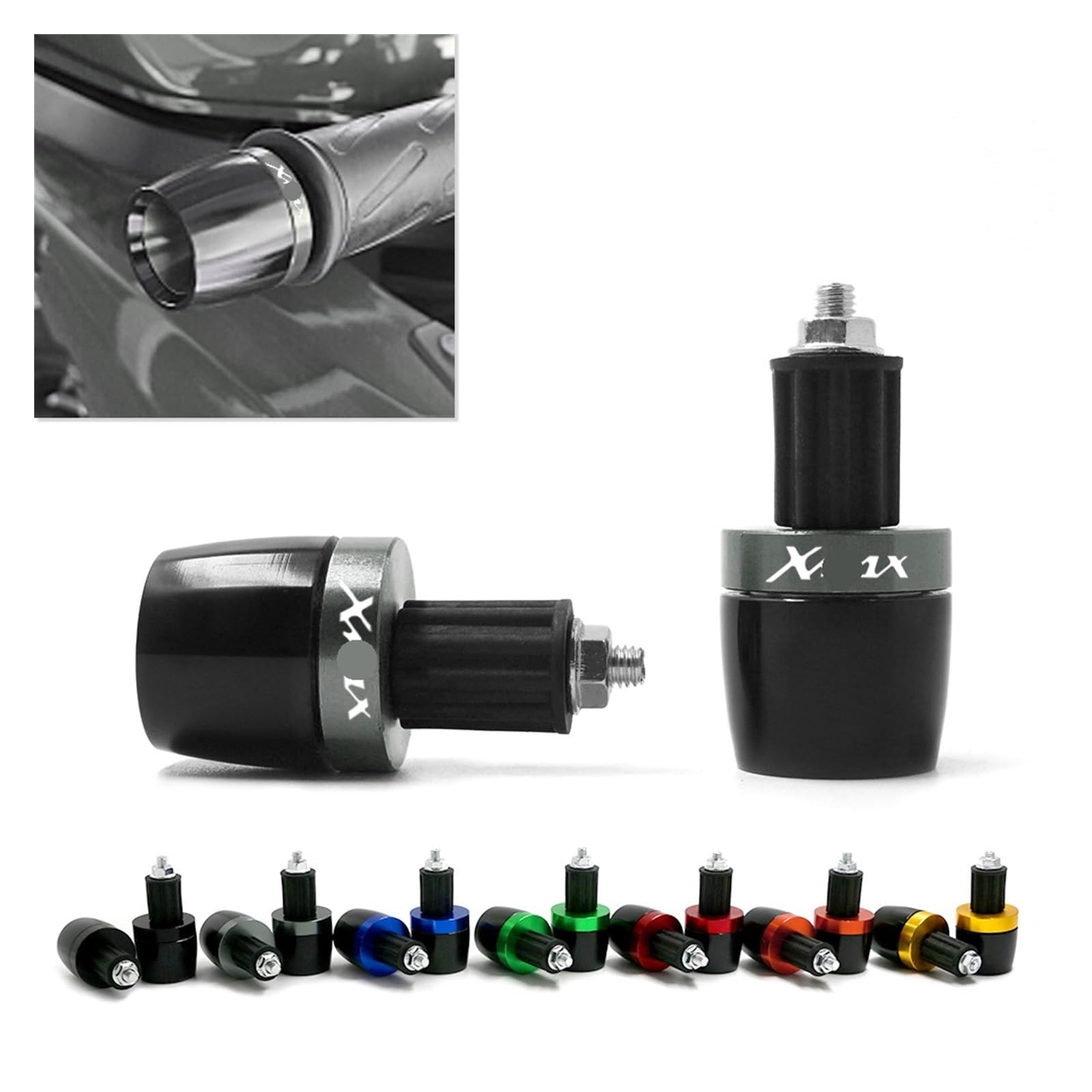 Moto Topes Manillar Empuñaduras De Manillar Universales Motocicleta para Xmax 125, 250, 300, 400 X MAX, Extremos, Tapa Contrapeso, Deslizante Agarre(T)