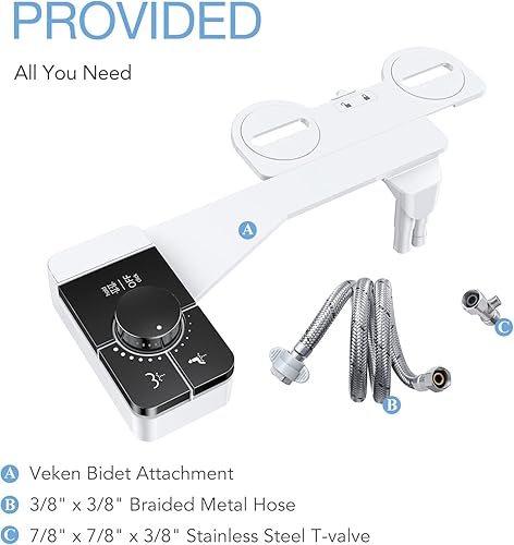 Miniatura 5 de Veken Accesorio de bidé para inodoro  Ultra delgado autolimpiante pulverizador de agua fría para inodoros existentes, asiento Baday Beday Badette