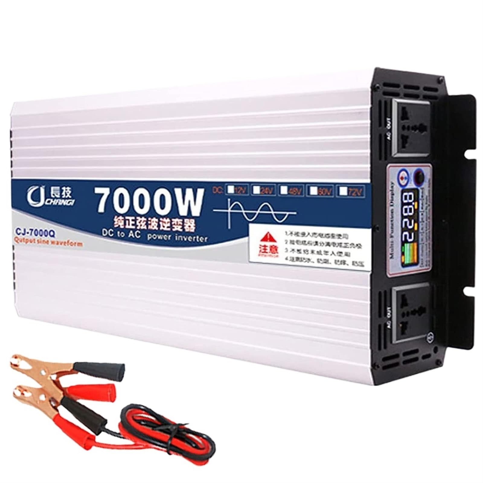 PWANUIGTE Pure Sine Wave Power Inverter 7000W Dc 12v/24V/48V/60V to Ac 110V/220v Converter Home Car(12Vto220V)