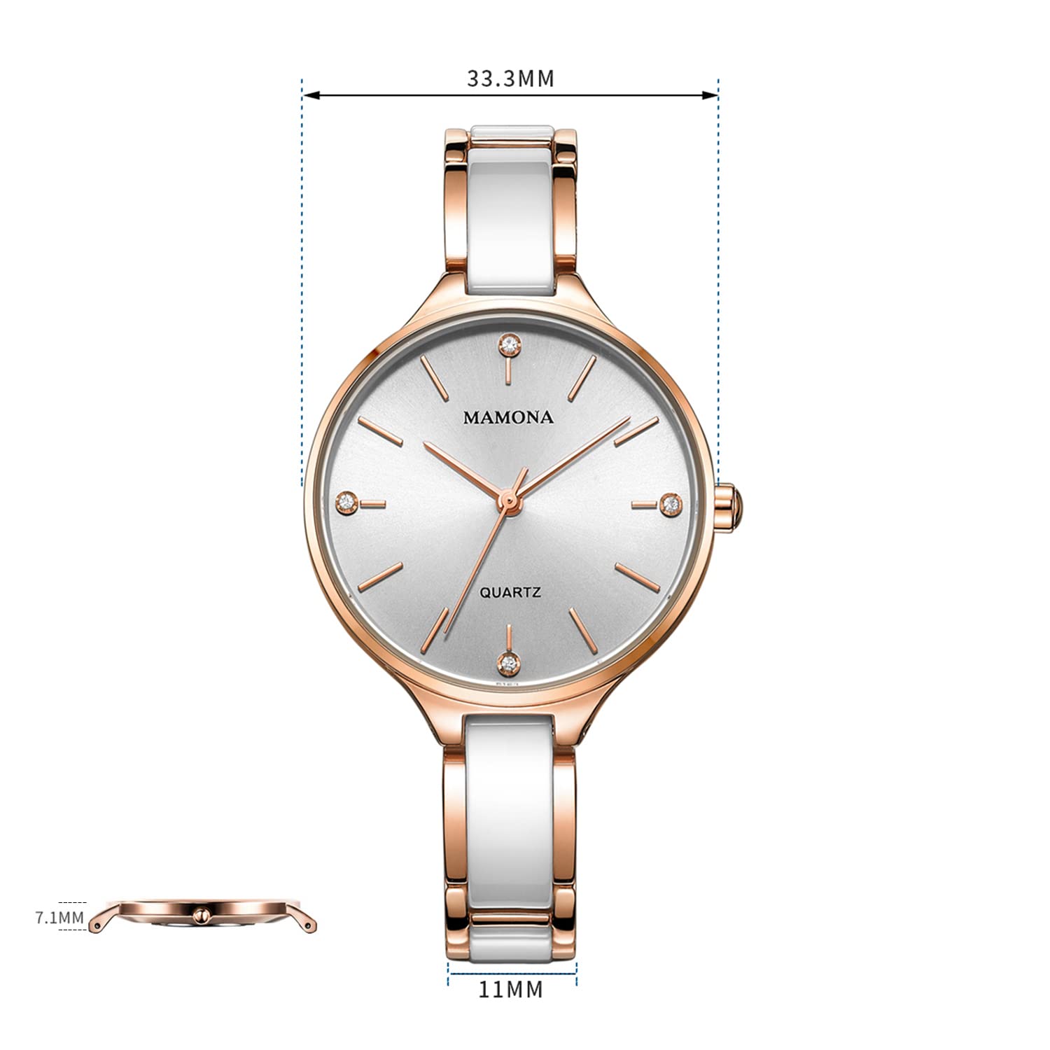 Mamona Women’s White & Rose Gold Quartz Watch Water Resistant 3877L MAMONA Women main image 3