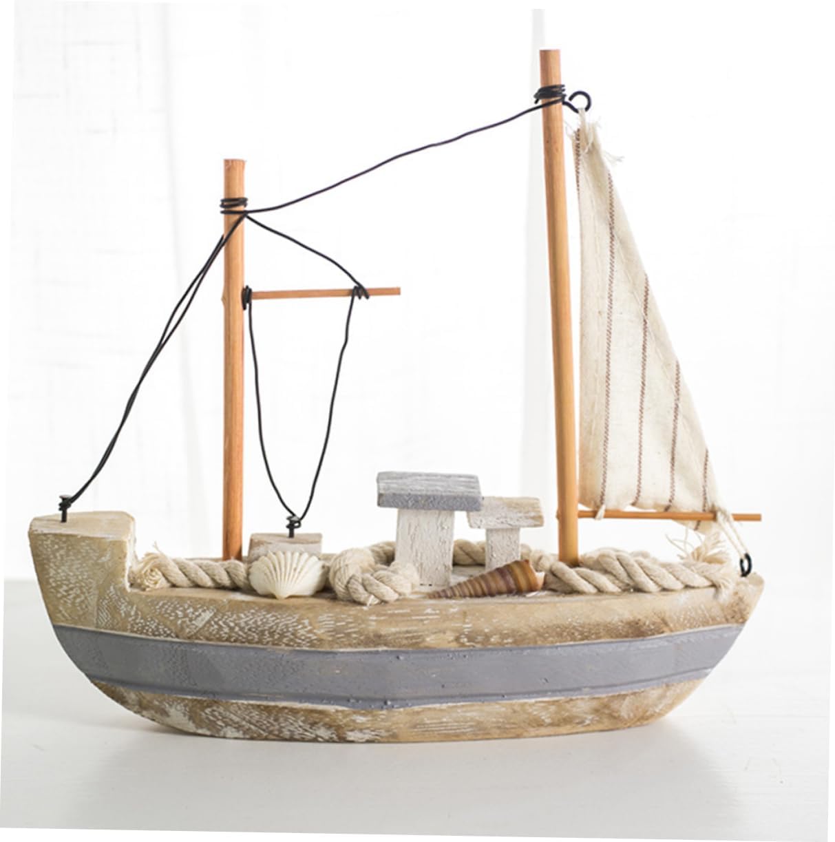 Elegant Wooden Sailboat Ornament Mediterranean Style Perfect Home Decor Present