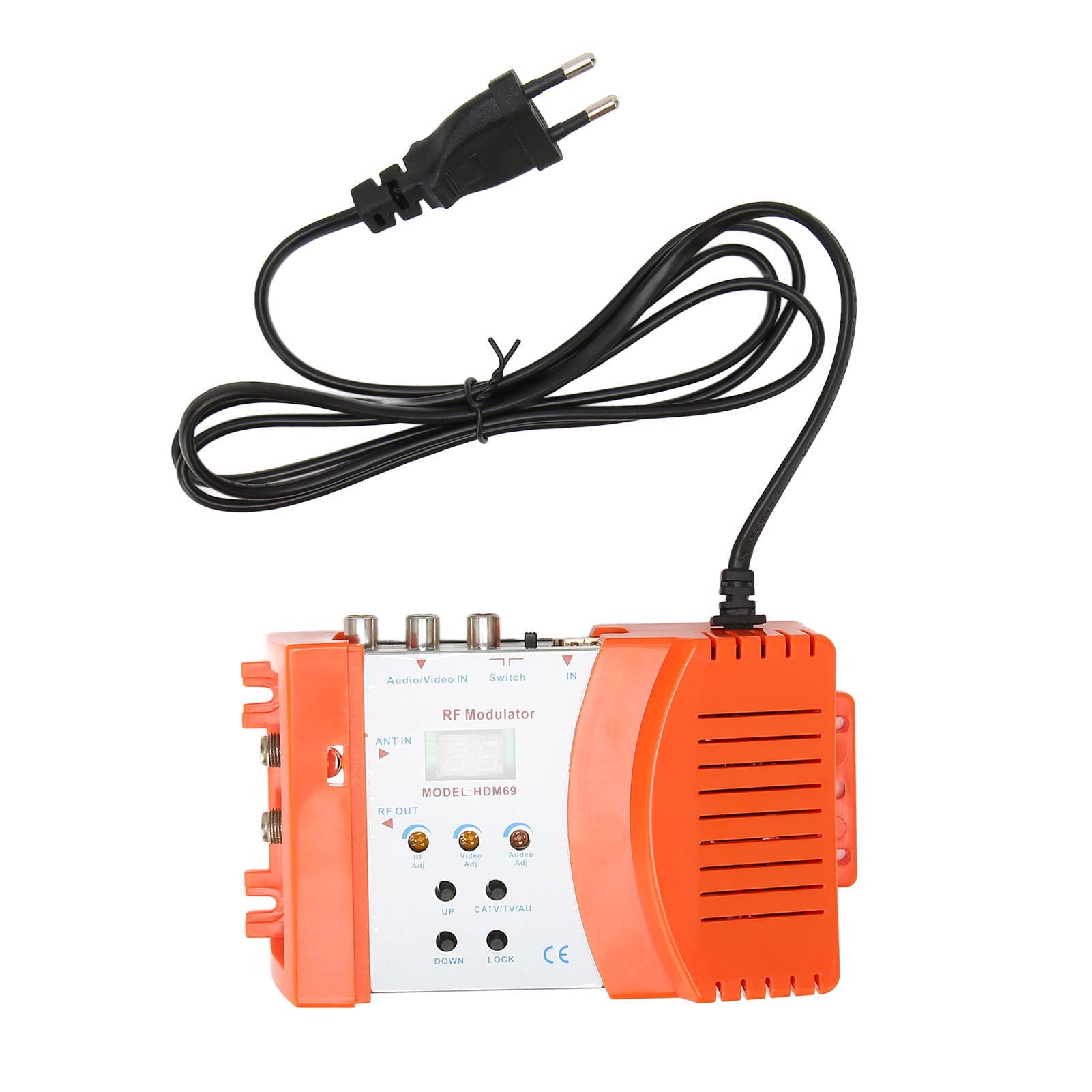 EMUKOEP Convertidor de Modulador AV a RF 1080P Adaptador a Coaxial con Nivel de Salida Ajustable y Transmisión de Largo Alcance para Televisores CRT y Consolas de Juegos (Enchufe Europeo)