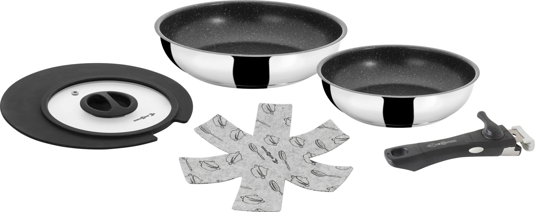 BRUNNER 0804036N Set Padelle in Acciaio Inossidabile, Academy Double Pan 22/20, Adatte per Gas